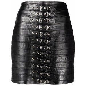Manokhi Dita Mini Skirt in Black Leather